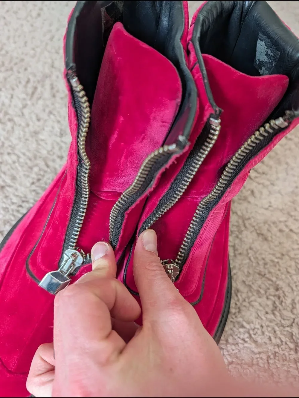 Pierre Hardy Womens Fuschia Pink Machina Platform Front Zip Ankle Boots Size 9